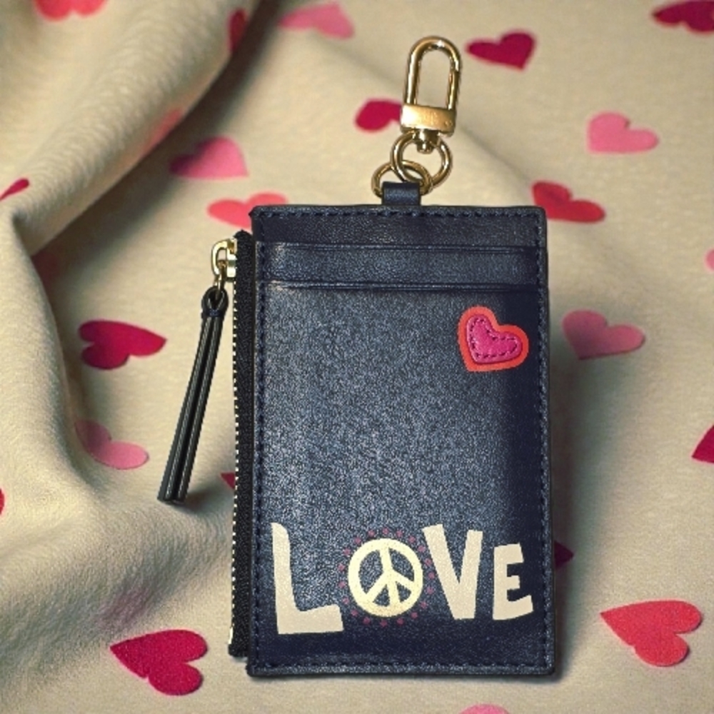Tory Burch LOVE Collection Navy Blue Leather Lanyard/Card Holder NWOT